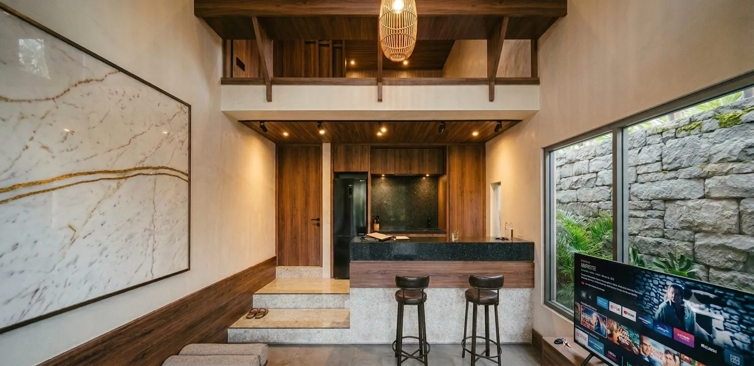 Kitchen island and breakfast bar