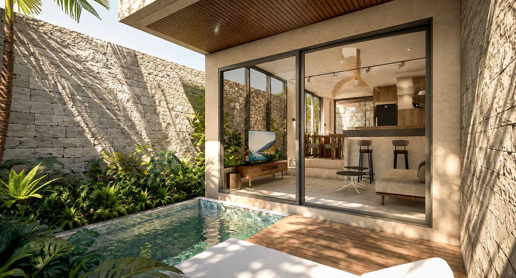 Plunge pool viewed from the living room